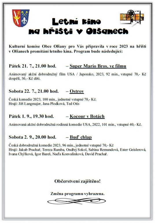 Letní kino Olšany 2023